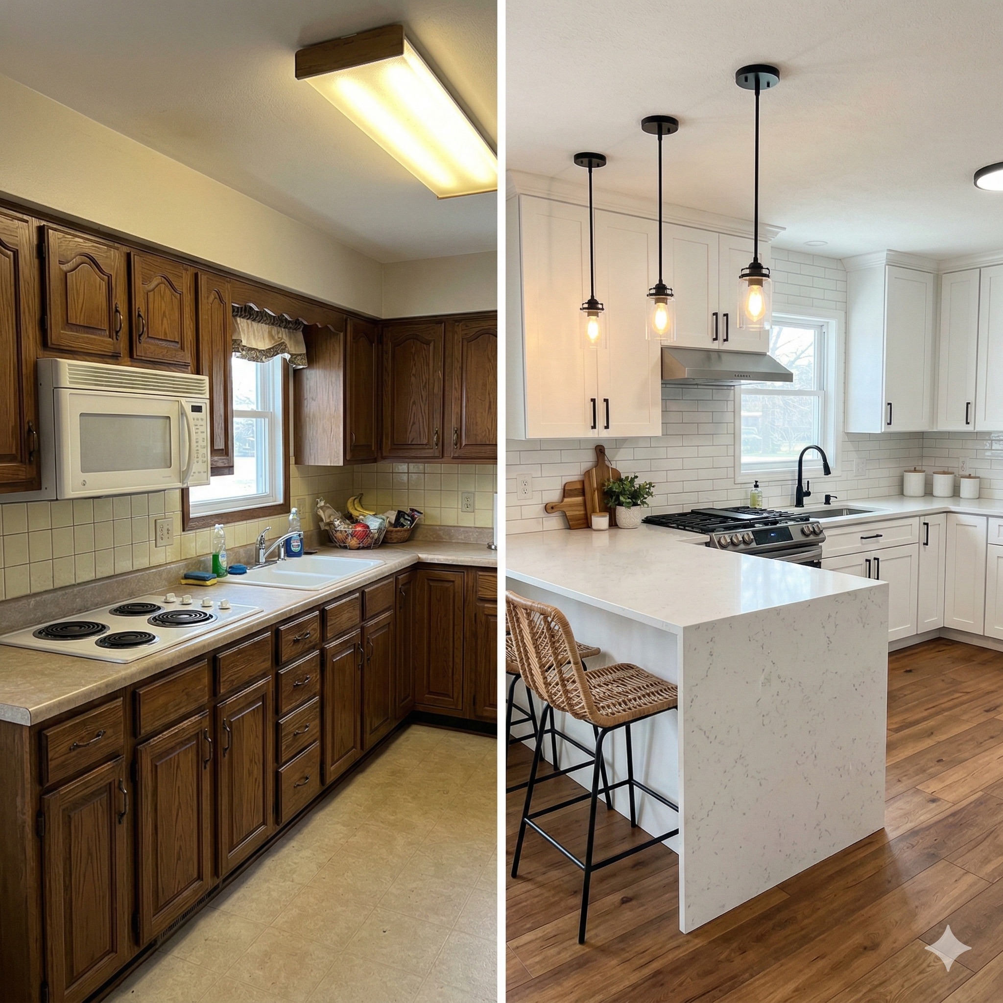 Kitchen remodel before and after in Oxnard by Safeway Construction